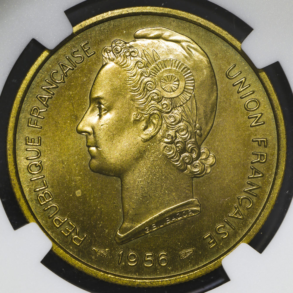 フランス領トーゴ 25フラン（1956年：見本打ち）NGC MS67